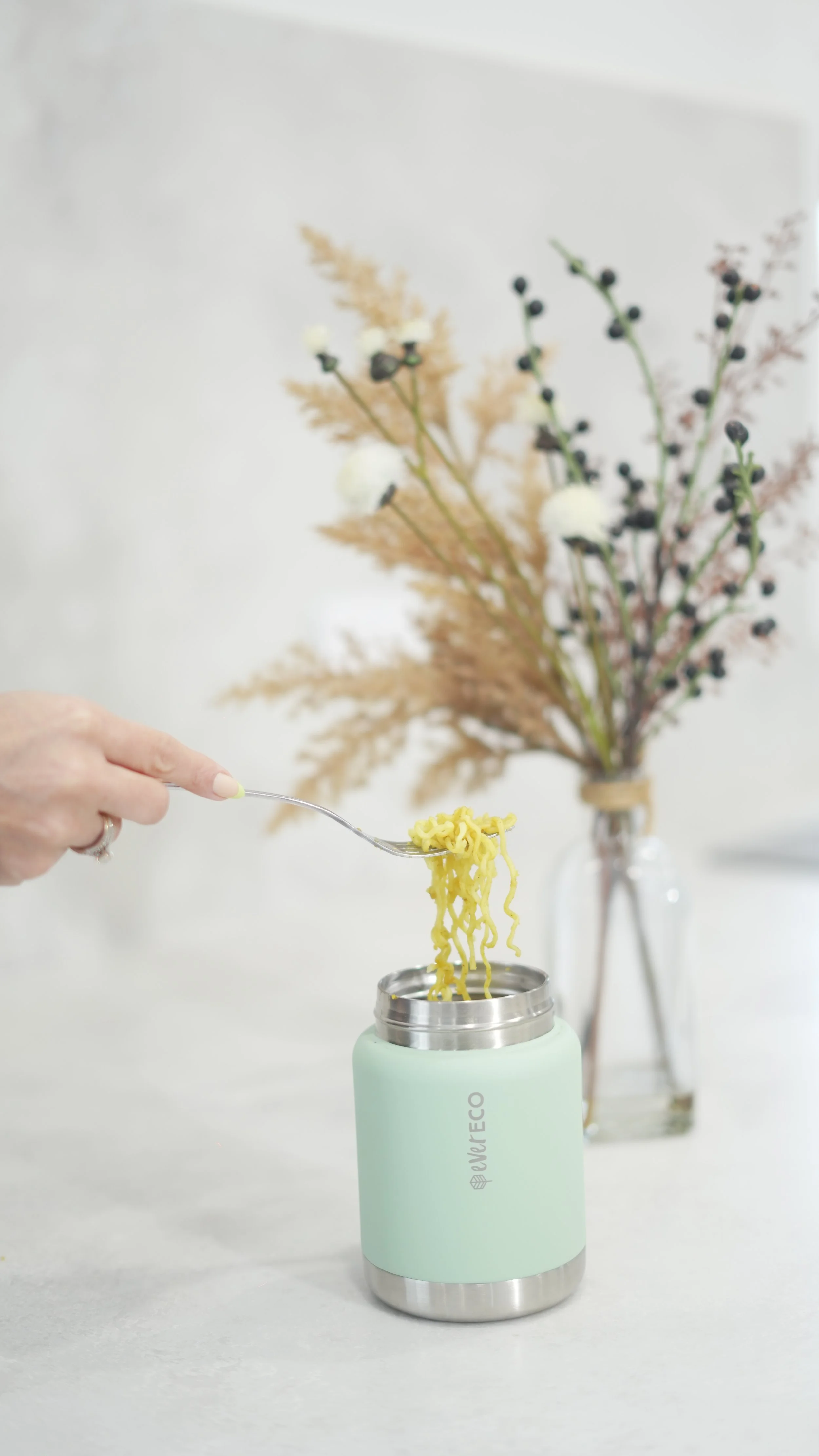 Product photography — insulated food flask lifestyle shot, by Visualsbysam